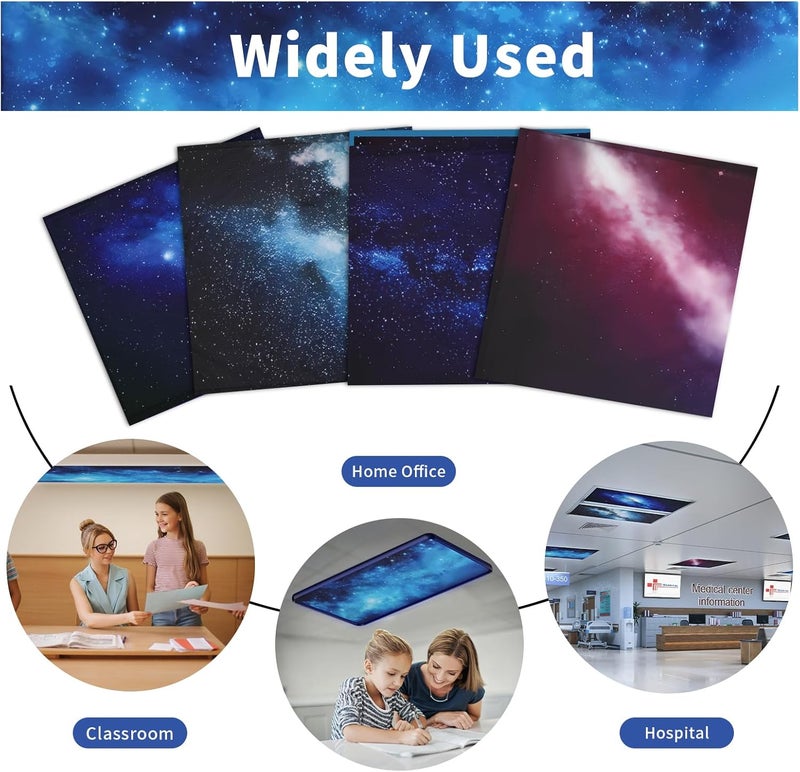 rndecuck 4Pcs Fluorescent Light Covers for Ceiling Lights,4x2 Feet Magnetic Light Covers,Drop Ceiling Lighting Covers Decor for Office,Kitchen,Classroom,Home,Hospitals (Nebula) - Image 5